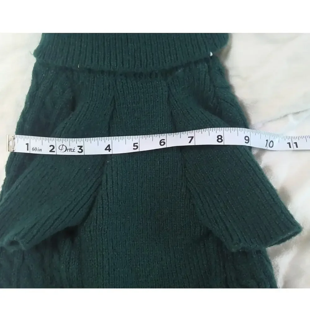 NWT Lorehelina Green Cable Knit Turtleneck Dog Sweater XL 21